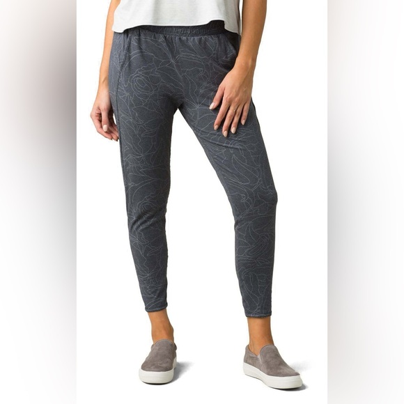 Prana Pants - prAna Jenevin Jogger Sweatpants Grey Heather Florist Pockets L Large